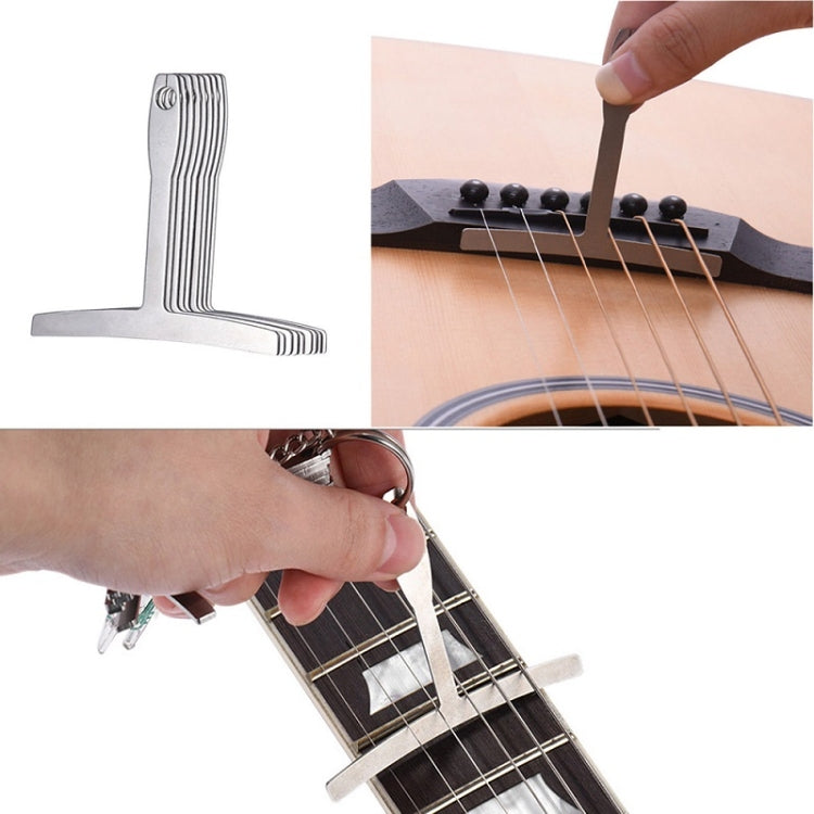 Regla en forma de T para guitarra 9 en 1, diapasón de mástil, trastes en radianes, radianes de cuerda, calibrador de medición ajustable, 9 in 1 Guitar T Ruler
