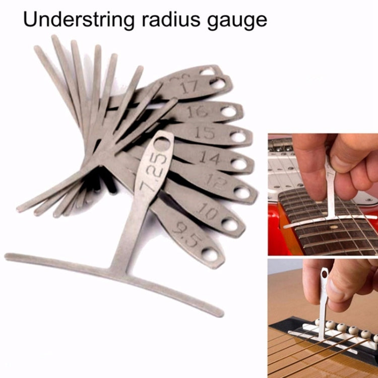 Regla en forma de T para guitarra 9 en 1, diapasón de mástil, trastes en radianes, radianes de cuerda, calibrador de medición ajustable, 9 in 1 Guitar T Ruler