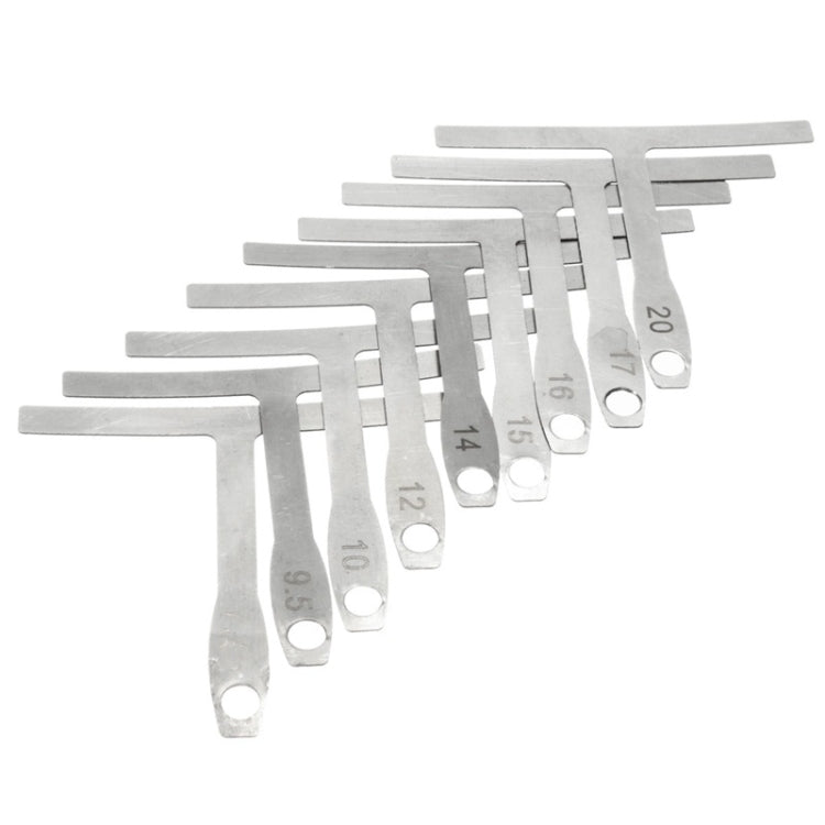 Regla en forma de T para guitarra 9 en 1, diapasón de mástil, trastes en radianes, radianes de cuerda, calibrador de medición ajustable, 9 in 1 Guitar T Ruler