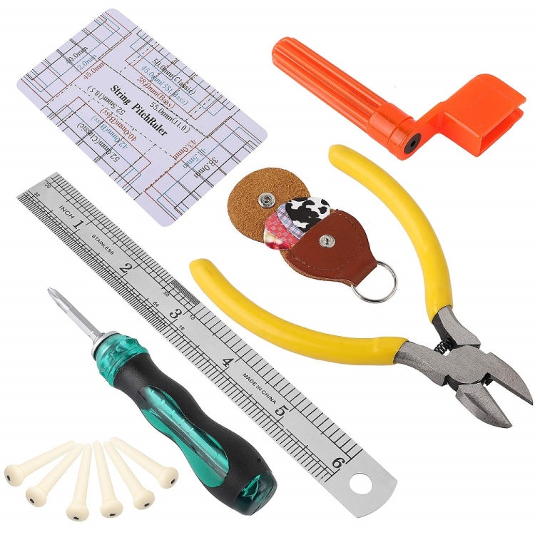 Juego de herramientas de reparación de guitarra, llave de archivo, corte y enrollador de cuerdas, pulido de trastes, Guitar Repair Kit