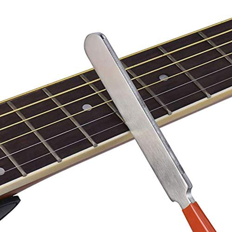 Regla de medición de cuello de guitarra, Lima para afilar guitarra, regla de muesca de cuello, almohadilla de pulido de trastes, Guitar Neck Measuring Ruler