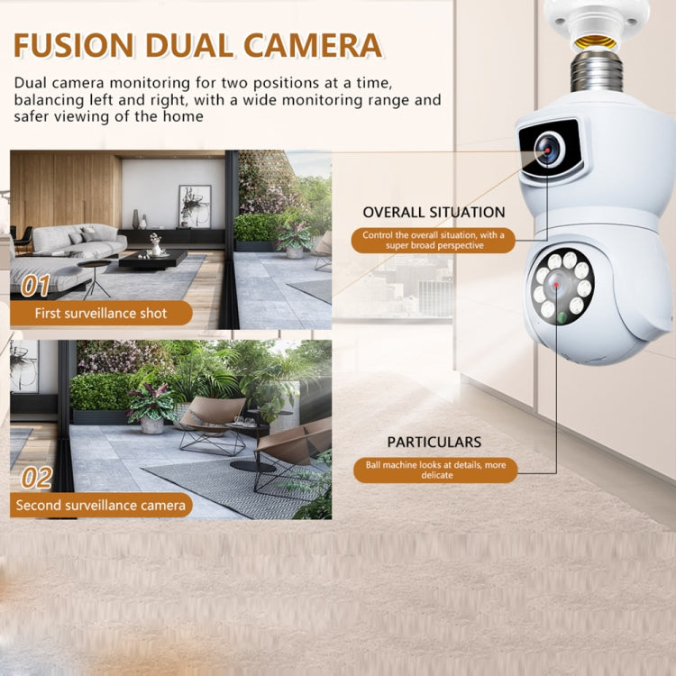 La cámara inteligente con seguimiento de movimiento de doble lente tipo bombilla DP41 admite intercomunicador de voz, DP41 (White), DP41 (Black)