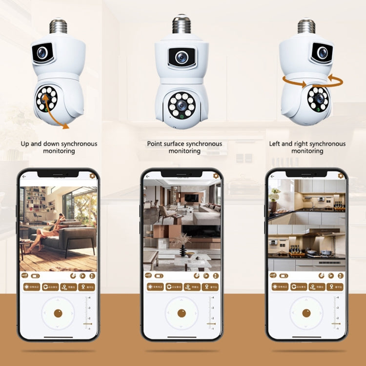 La cámara inteligente con seguimiento de movimiento de doble lente tipo bombilla DP41 admite intercomunicador de voz, DP41 (White), DP41 (Black)