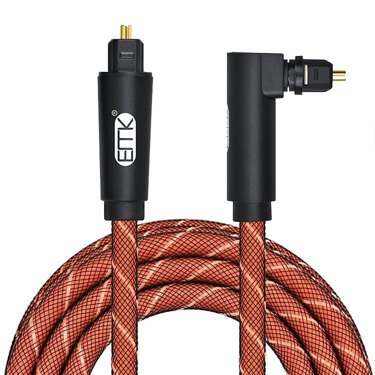 EMK 90 grados giratorio ajustable en ángulo recto 360 grados giratorio Pulg Nylon malla tejida Cable de Audio óptico, 50cm(Orange), 1m(Orange), 1.5m(Orange), 2m(Orange), 3m(Orange), 5m(Orange)