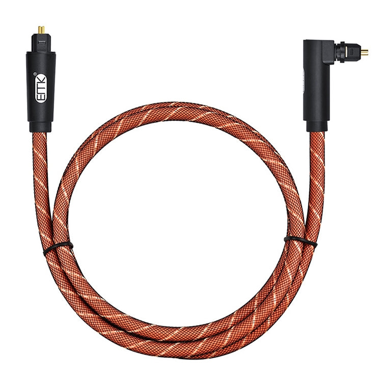 EMK 90 grados giratorio ajustable en ángulo recto 360 grados giratorio Pulg Nylon malla tejida Cable de Audio óptico, 50cm(Orange), 1m(Orange), 1.5m(Orange), 2m(Orange), 3m(Orange), 5m(Orange)
