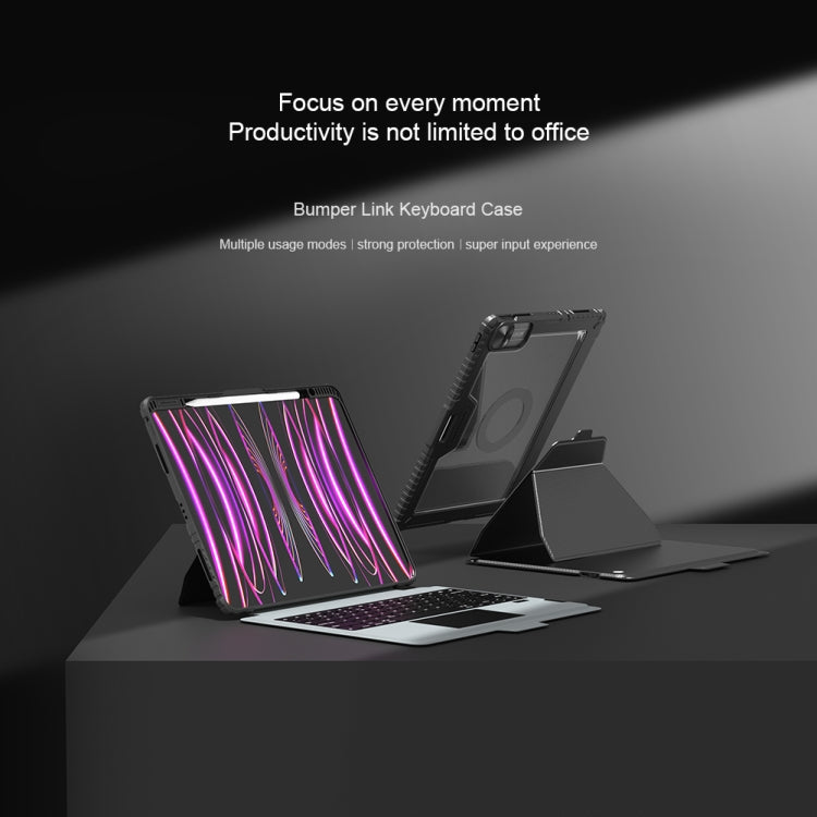 Funda para teclado con enlace de parachoques versión retroiluminada Nillkin, For iPad Pro 13 2024, For iPad Pro 11 2024, For iPad Pro 12.9 2020/2021/2022, For iPad Air 2020/2022 / Pro 11 2022