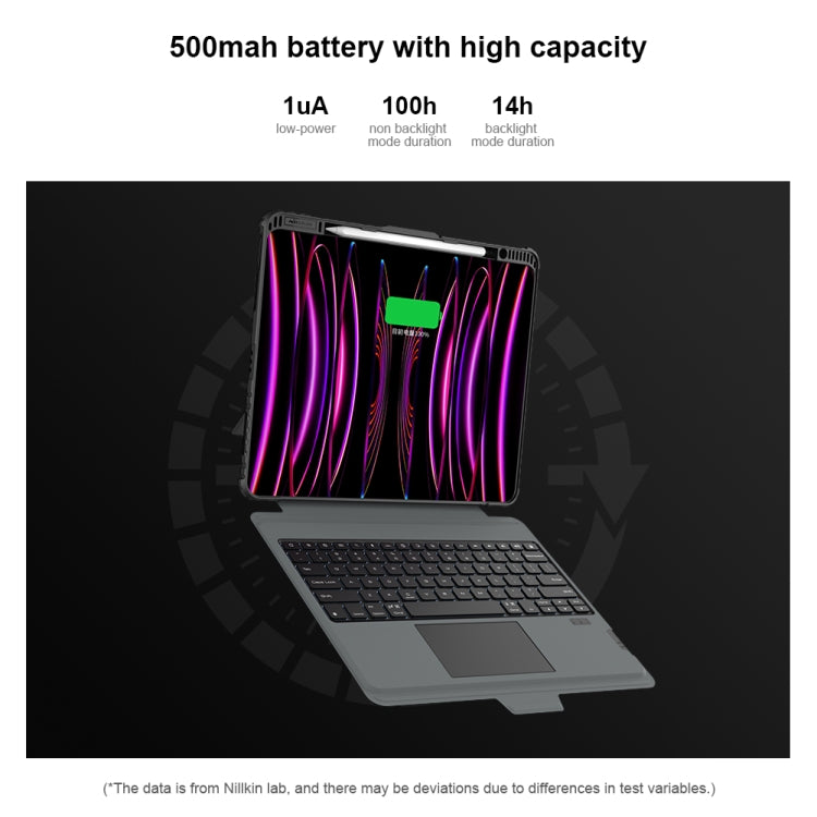 Funda para teclado con enlace de parachoques versión retroiluminada Nillkin, For iPad Pro 13 2024, For iPad Pro 11 2024, For iPad Pro 12.9 2020/2021/2022, For iPad Air 2020/2022 / Pro 11 2022