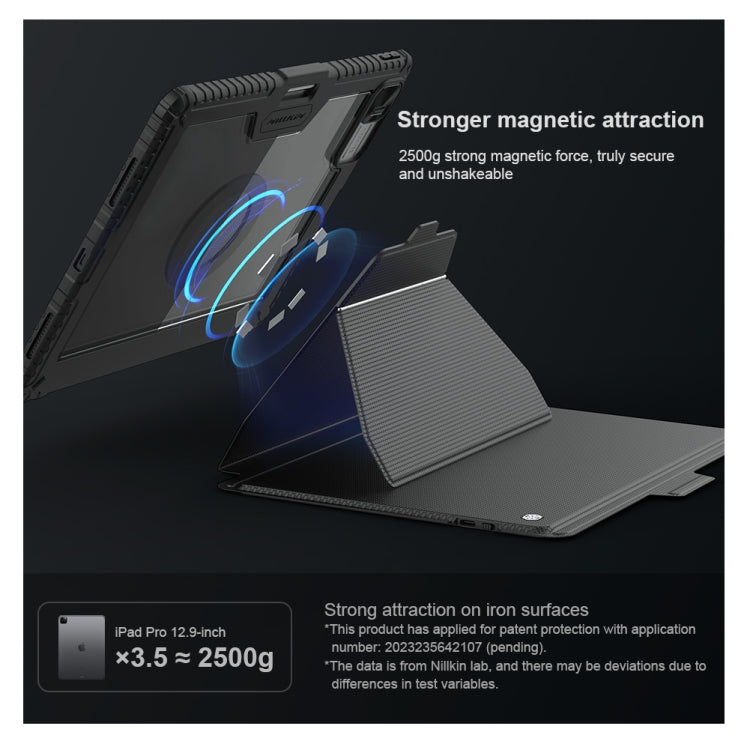 Funda para teclado con enlace de parachoques versión retroiluminada Nillkin, For iPad Pro 13 2024, For iPad Pro 11 2024, For iPad Pro 12.9 2020/2021/2022, For iPad Air 2020/2022 / Pro 11 2022