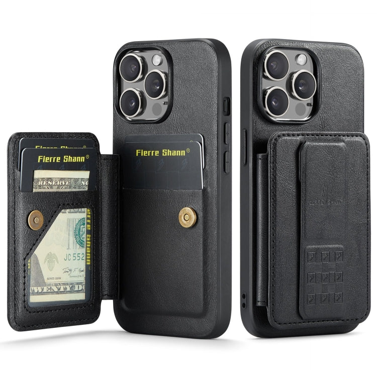 Funda trasera para teléfono con tarjetero de cuero de vaca encerado al óleo de Fierre Shann, For iPhone 14 Pro Max, For iPhone 13 Pro Max, For iPhone 13 Pro, For iPhone 13, For iPhone 12 / 12 Pro, For iPhone 12 Pro Max