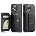 Funda trasera para teléfono con tarjetero de cuero de vaca encerado al óleo de Fierre Shann, For iPhone 14 Pro Max, For iPhone 13 Pro Max, For iPhone 13 Pro, For iPhone 13, For iPhone 12 / 12 Pro, For iPhone 12 Pro Max