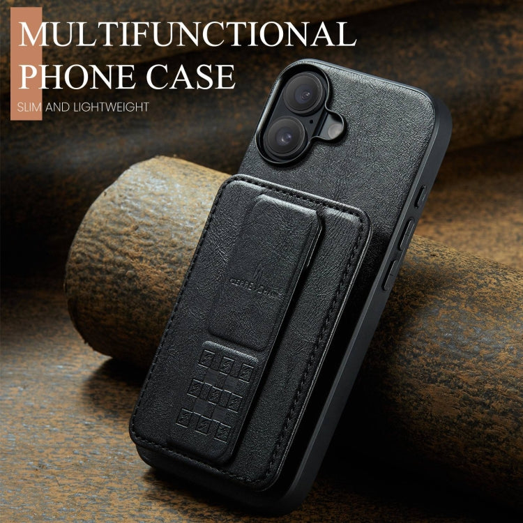 Funda trasera para teléfono con tarjetero de cuero de vaca encerado al óleo de Fierre Shann, For iPhone 16, For iPhone 15 Pro Max, For iPhone 15 Pro, For iPhone 15 Plus, For iPhone 15, For iPhone 14 Plus, For iPhone 14, For iPhone 14 Pro