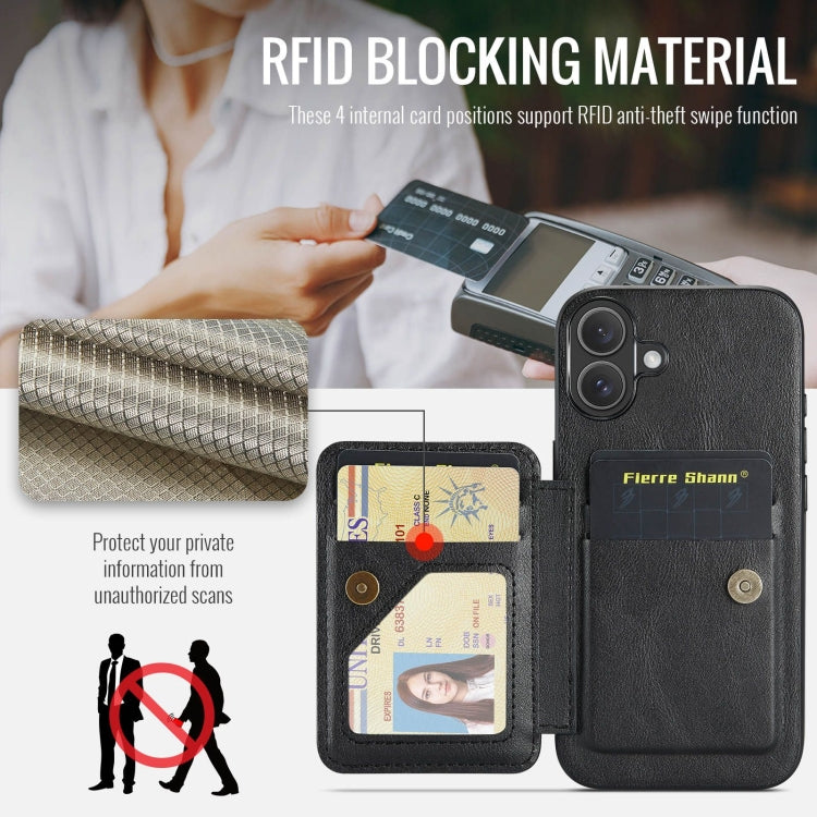Funda trasera para teléfono con tarjetero de cuero de vaca encerado al óleo de Fierre Shann, For iPhone 16, For iPhone 15 Pro Max, For iPhone 15 Pro, For iPhone 15 Plus, For iPhone 15, For iPhone 14 Plus, For iPhone 14, For iPhone 14 Pro