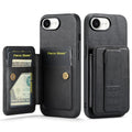 Funda trasera para teléfono con tarjetero de cuero de vaca encerado al óleo de Fierre Shann, For iPhone 17e / 16e, For iPhone 17 Pro Max, For iPhone 17 Pro, For iPhone 17, For iPhone Air, For iPhone 16 Pro Max, For iPhone 16 Pro, For iPhone 16 Plus