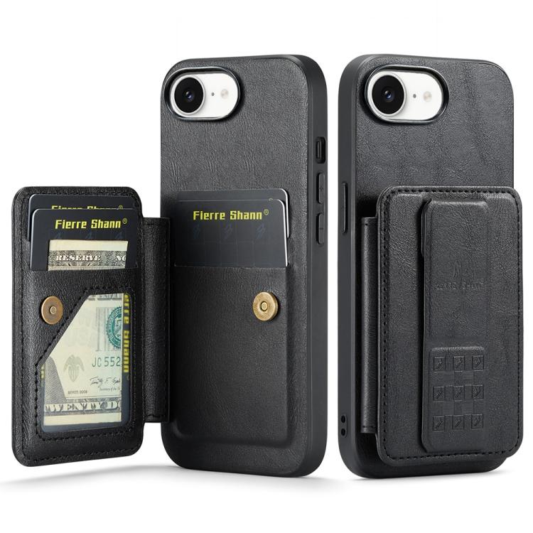 Funda trasera para teléfono con tarjetero de cuero de vaca encerado al óleo de Fierre Shann, For iPhone 17e / 16e, For iPhone 17 Pro Max, For iPhone 17 Pro, For iPhone 17, For iPhone Air, For iPhone 16 Pro Max, For iPhone 16 Pro, For iPhone 16 Plus