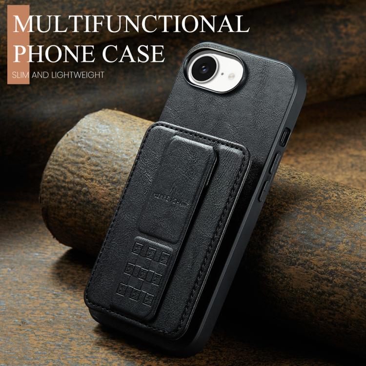 Funda trasera para teléfono con tarjetero de cuero de vaca encerado al óleo de Fierre Shann, For iPhone 17e / 16e, For iPhone 17 Pro Max, For iPhone 17 Pro, For iPhone 17, For iPhone Air, For iPhone 16 Pro Max, For iPhone 16 Pro, For iPhone 16 Plus
