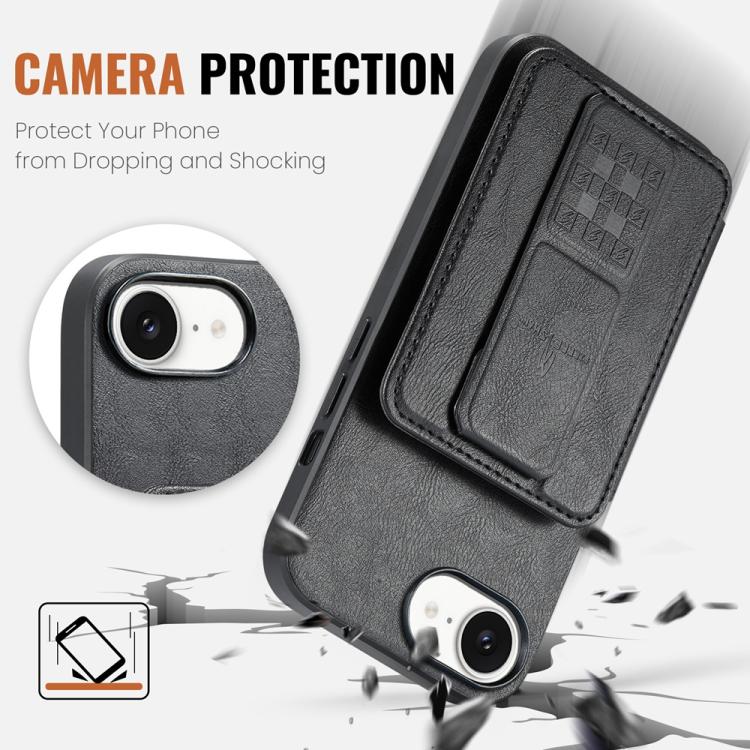 Funda trasera para teléfono con tarjetero de cuero de vaca encerado al óleo de Fierre Shann, For iPhone 17e / 16e, For iPhone 17 Pro Max, For iPhone 17 Pro, For iPhone 17, For iPhone Air, For iPhone 16 Pro Max, For iPhone 16 Pro, For iPhone 16 Plus