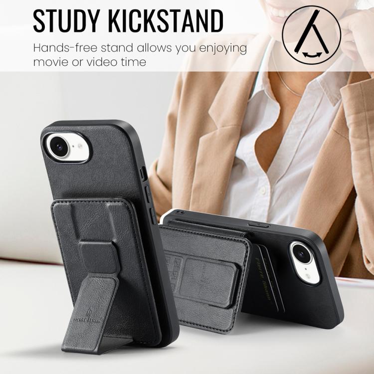 Funda trasera para teléfono con tarjetero de cuero de vaca encerado al óleo de Fierre Shann, For iPhone 17e / 16e, For iPhone 17 Pro Max, For iPhone 17 Pro, For iPhone 17, For iPhone Air, For iPhone 16 Pro Max, For iPhone 16 Pro, For iPhone 16 Plus