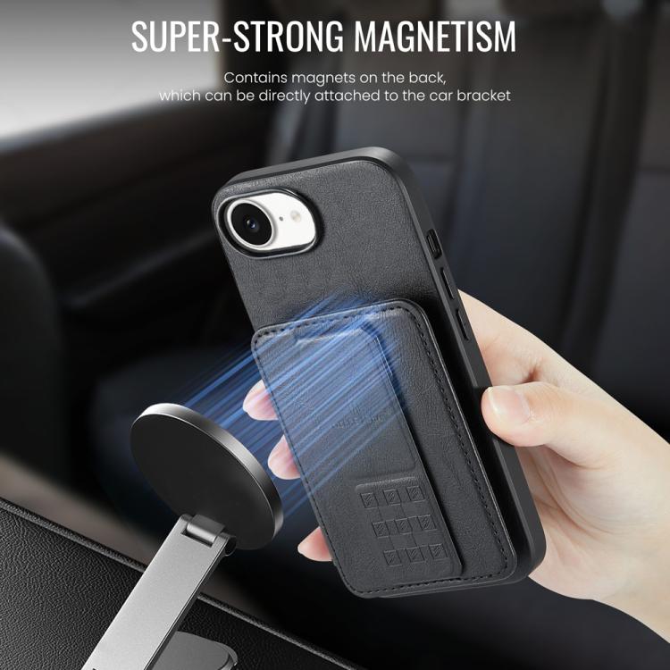 Funda trasera para teléfono con tarjetero de cuero de vaca encerado al óleo de Fierre Shann, For iPhone 17e / 16e, For iPhone 17 Pro Max, For iPhone 17 Pro, For iPhone 17, For iPhone Air, For iPhone 16 Pro Max, For iPhone 16 Pro, For iPhone 16 Plus