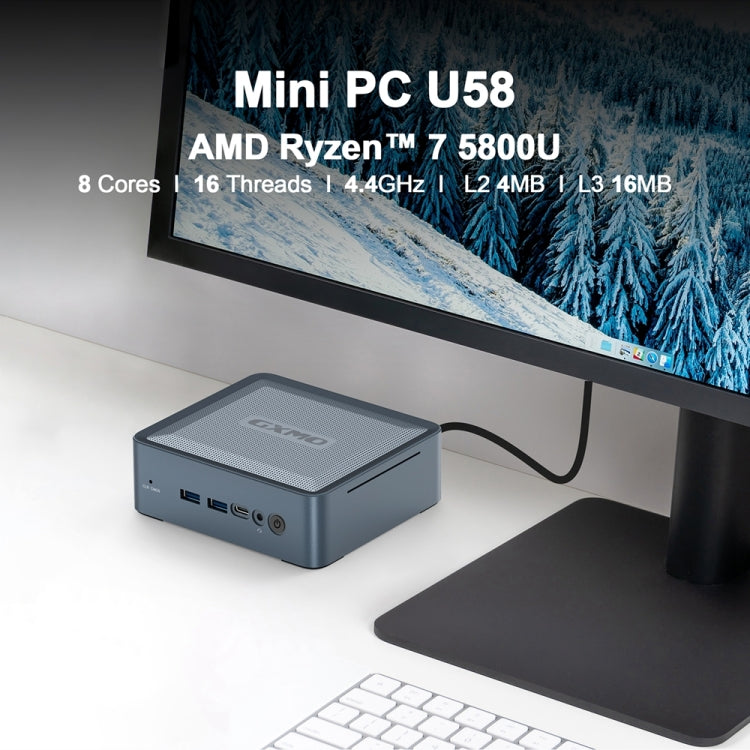GXMO U58 Windows 11 AMD Ryzen 7-5800U Mini computadora con procesador de 8 núcleos, Without RAM & SSD, 16GB+512GB