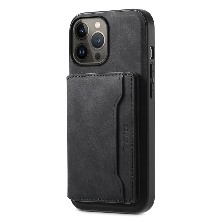 Denior D13 Funda para teléfono con bolsa para tarjetas MagSafe de cuero con textura retro, For iPhone 13 Pro Max, For iPhone 13 Pro, For iPhone 12, For iPhone 12 Pro Max, For iPhone 12 Pro