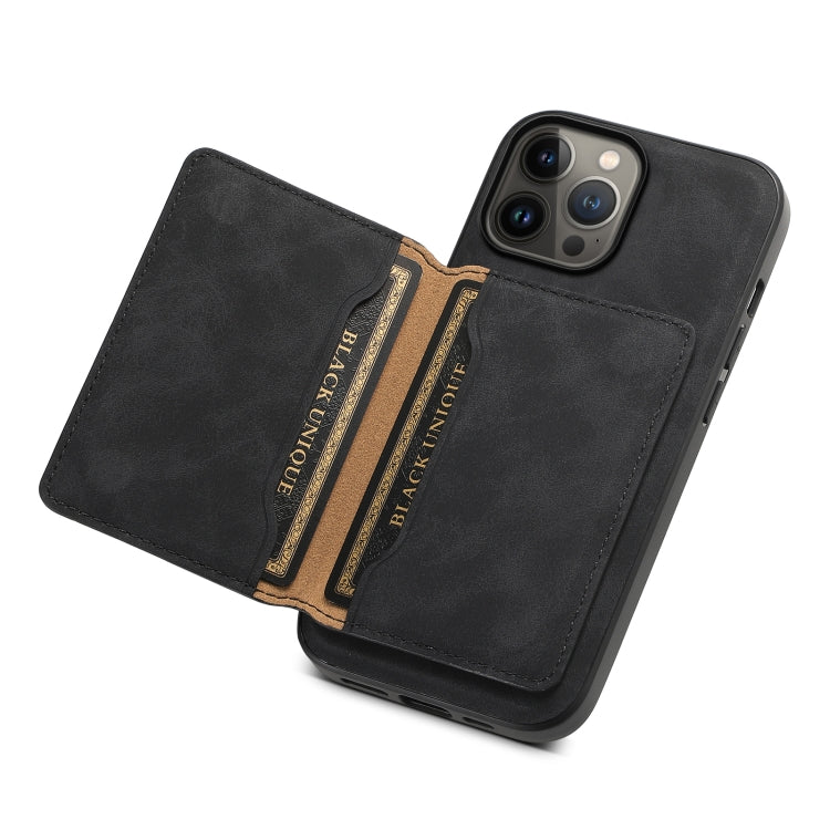 Denior D13 Funda para teléfono con bolsa para tarjetas MagSafe de cuero con textura retro, For iPhone 13 Pro Max, For iPhone 13 Pro, For iPhone 12, For iPhone 12 Pro Max, For iPhone 12 Pro