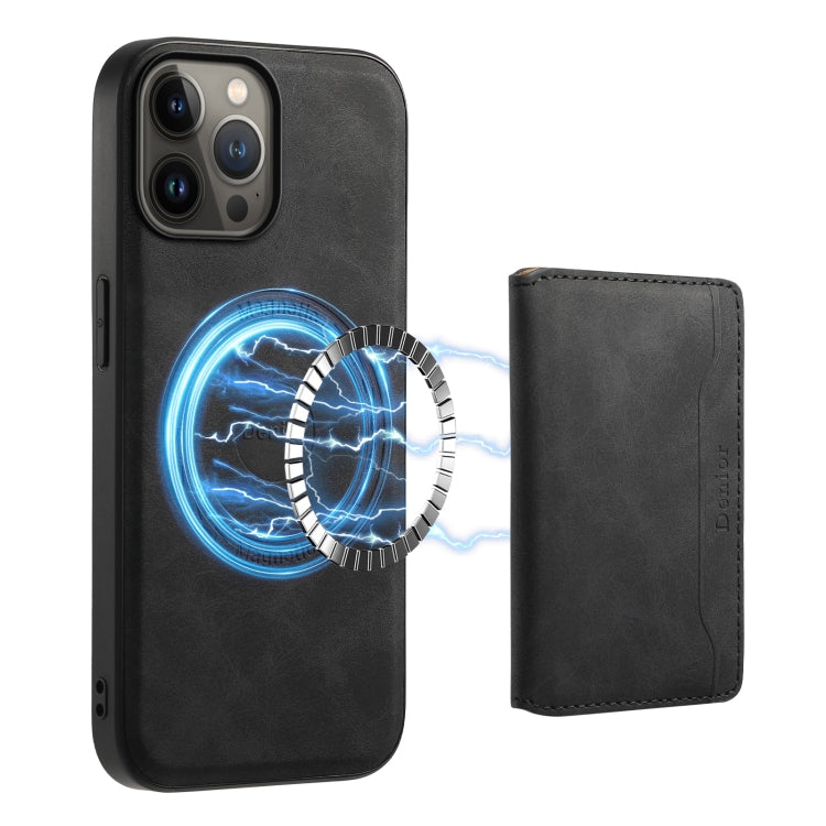 Denior D13 Funda para teléfono con bolsa para tarjetas MagSafe de cuero con textura retro, For iPhone 13 Pro Max, For iPhone 13 Pro, For iPhone 12, For iPhone 12 Pro Max, For iPhone 12 Pro