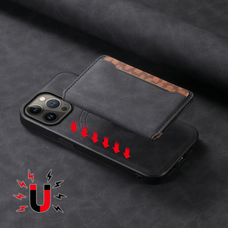Denior D13 Funda para teléfono con bolsa para tarjetas MagSafe de cuero con textura retro, For iPhone 13 Pro Max, For iPhone 13 Pro, For iPhone 12, For iPhone 12 Pro Max, For iPhone 12 Pro