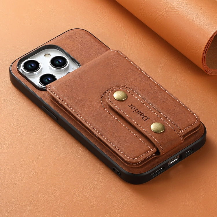 Denior D14 NK Funda de teléfono de cuero con tarjetero magnético MagSafe con patrón retro, For iPhone 13 Pro Max, For iPhone 13 Pro, For iPhone 12/12 Pro, For iPhone 12 Pro Max