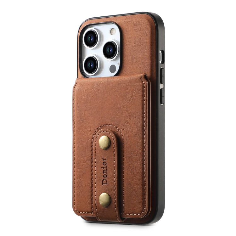Denior D14 NK Funda de teléfono de cuero con tarjetero magnético MagSafe con patrón retro, For iPhone 13 Pro Max, For iPhone 13 Pro, For iPhone 12/12 Pro, For iPhone 12 Pro Max