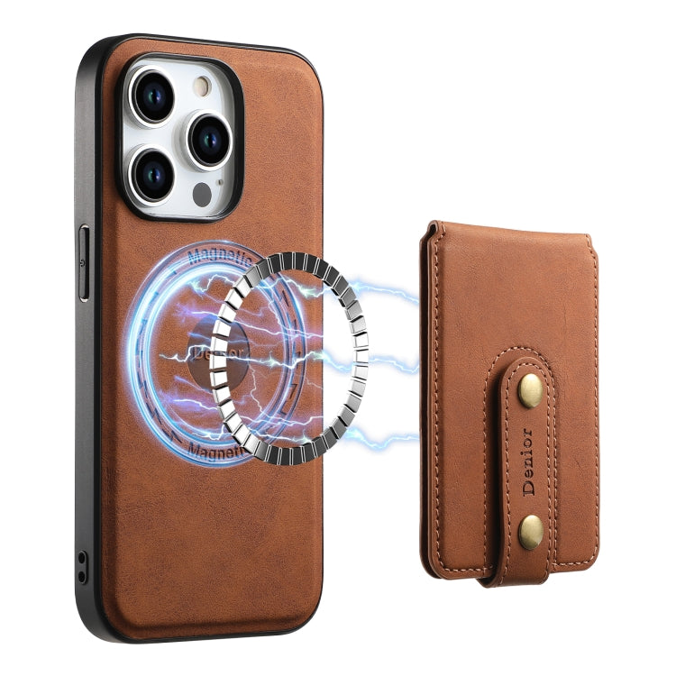 Denior D14 NK Funda de teléfono de cuero con tarjetero magnético MagSafe con patrón retro, For iPhone 13 Pro Max, For iPhone 13 Pro, For iPhone 12/12 Pro, For iPhone 12 Pro Max
