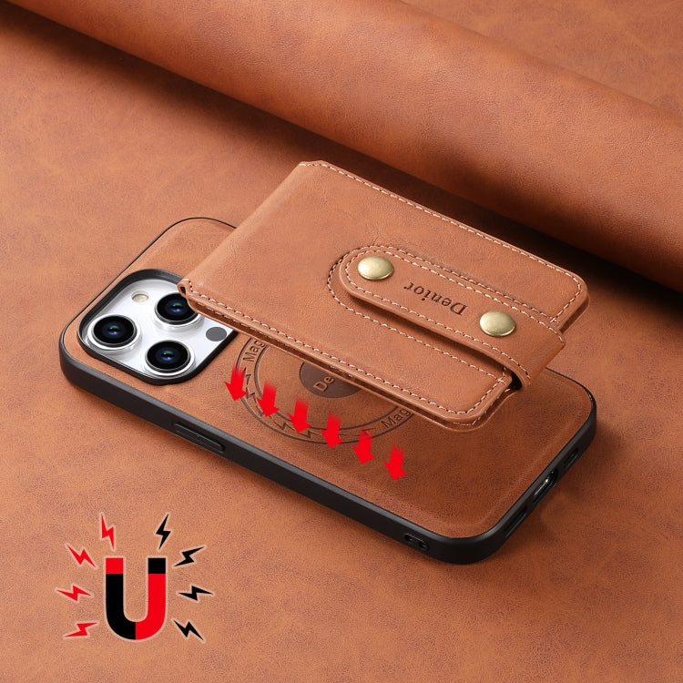 Denior D14 NK Funda de teléfono de cuero con tarjetero magnético MagSafe con patrón retro, For iPhone 13 Pro Max, For iPhone 13 Pro, For iPhone 12/12 Pro, For iPhone 12 Pro Max