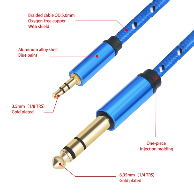 3662-3662BK Cable de audio para amplificador estéreo macho de 3,5 mm a macho de 6,35 mm, 1m, 2m, 3m