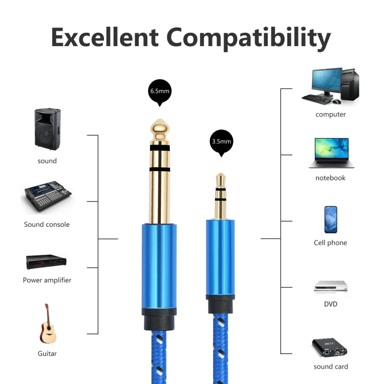 3662-3662BK Cable de audio para amplificador estéreo macho de 3,5 mm a macho de 6,35 mm, 1m, 2m, 3m
