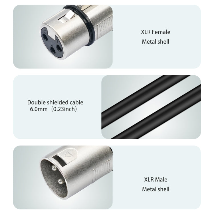Cable de audio XLR de 3 pines macho a dos hembras 2055YMFF-05, longitud: 50 cm