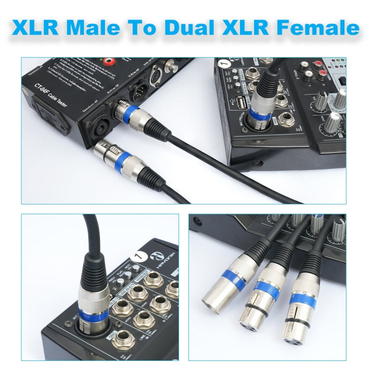 Cable de audio XLR de 3 pines macho a dos hembras 2055YMFF-05, longitud: 50 cm