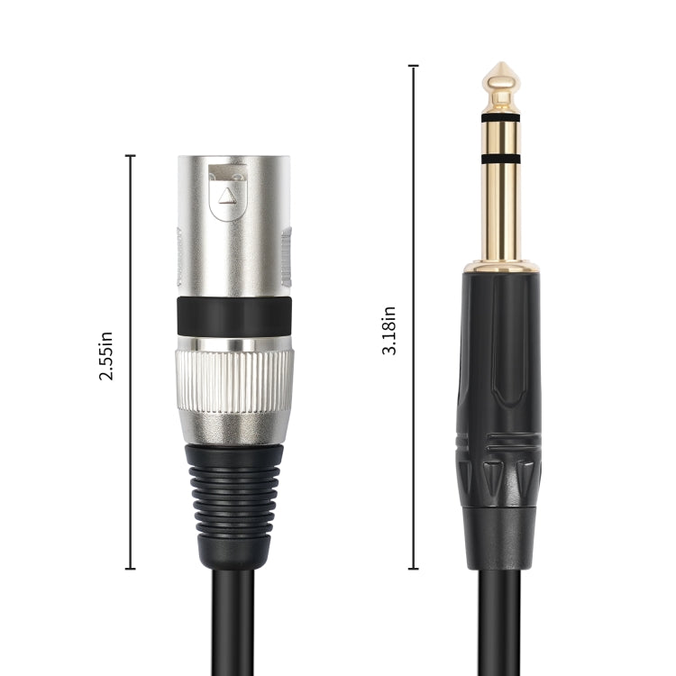 TC145BK55 6,35 mm 1/4 TRS macho a XLR Cable de micrófono macho de 3 pines, 1m, 2m, 3m, 5m, 10m