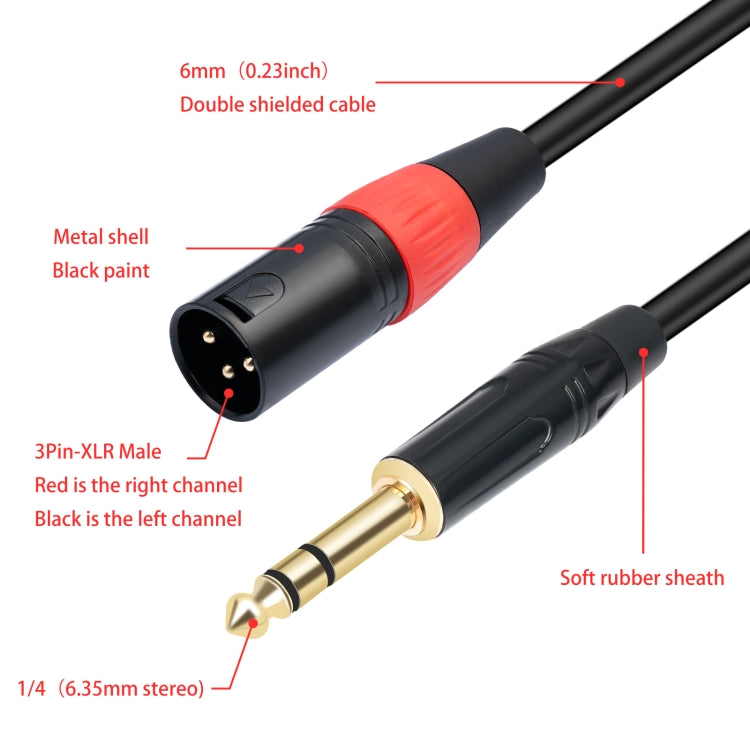 TC145YXK108RE-10 Cable de audio de 6,35 mm 1/4 TRS macho a doble XLR macho, 1m, 2m, 3m