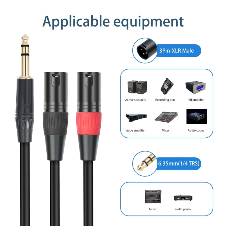 TC145YXK108RE-10 Cable de audio de 6,35 mm 1/4 TRS macho a doble XLR macho, 1m, 2m, 3m