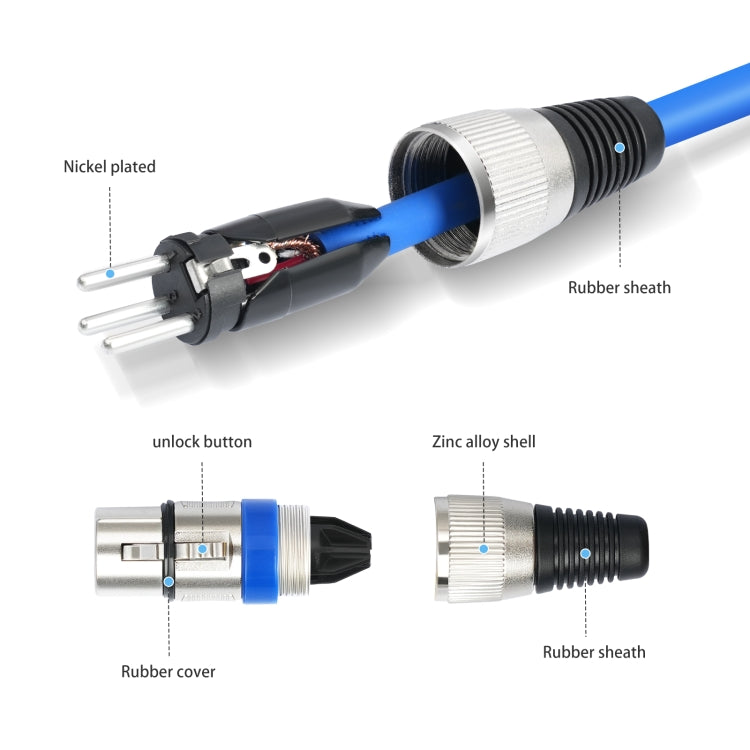 10 piezas / juego de cable de audio XLR macho a hembra de 3 pines, longitud: 1 m