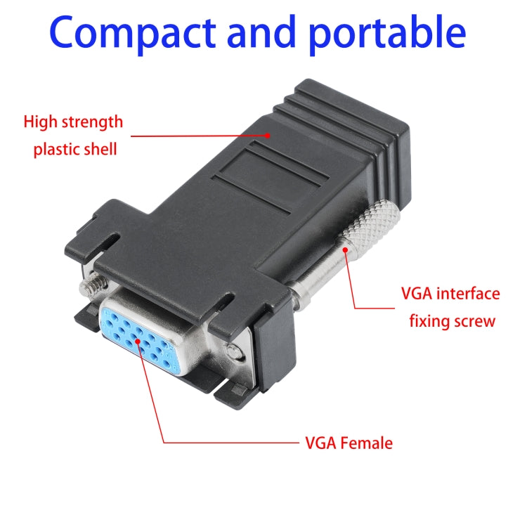 Adaptador DB15 VGA hembra a RJ45 8P hembra, VGA to RJ45 8P