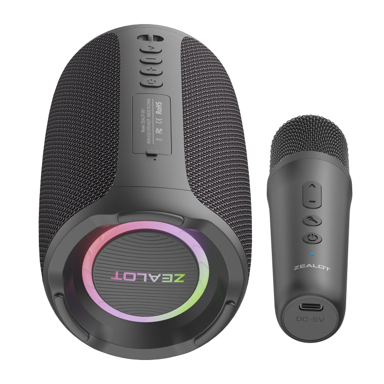 Zealot S61M Altavoz inalámbrico Karaoke con luz rítmica RGB, Single Mic, Dual Mic