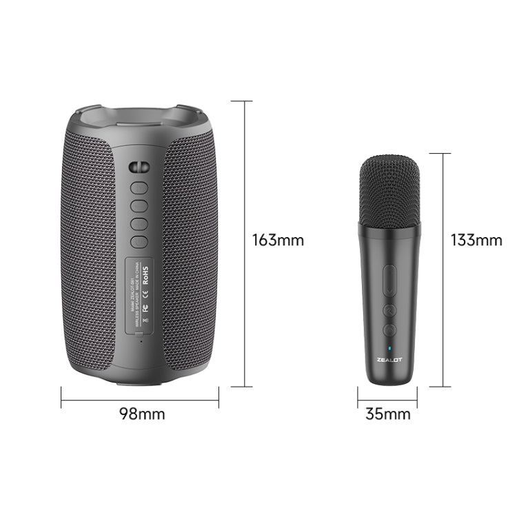 Zealot S61M Altavoz inalámbrico Karaoke con luz rítmica RGB, Single Mic, Dual Mic