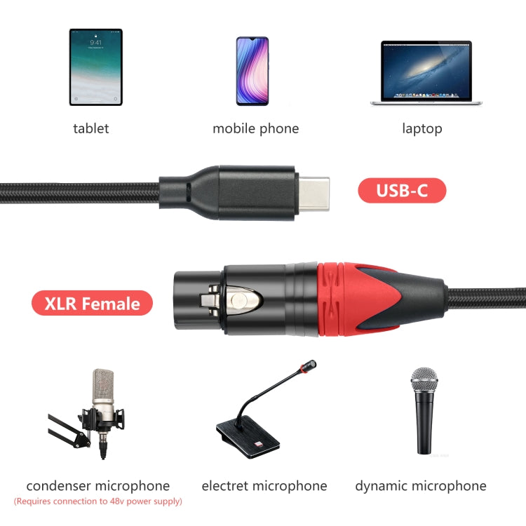 Cable de audio TY03RE tipo C macho a XLR hembra para micrófono dinámico, 1m, 2m, 3m