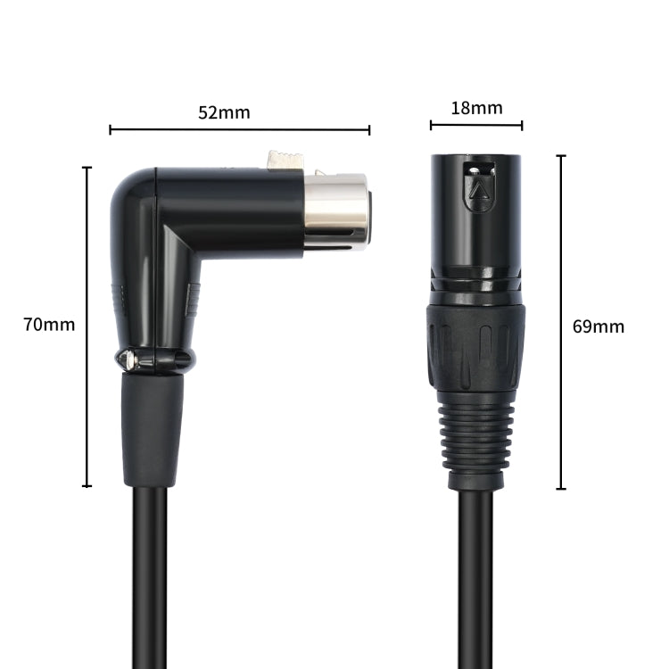 XK041L XLR Cable de audio recto macho a codo hembra de 3 pines, 0.3m, 1m, 2m, 3m, 5m, 10m