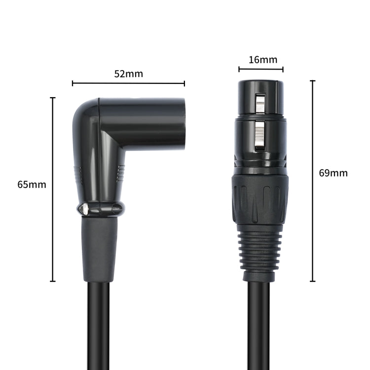 XK042L XLR 3 pines recto hembra a codo macho cable de audio, 0.3m, 1m, 2m, 3m, 5m, 10m