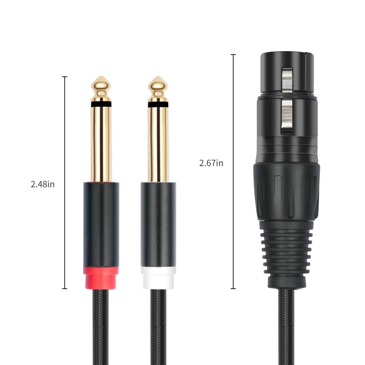 2020Y63 XLR hembra a doble 6,35 mm 1/4 TRS macho Cable de audio tipo Y, 1m, 2m, 3m