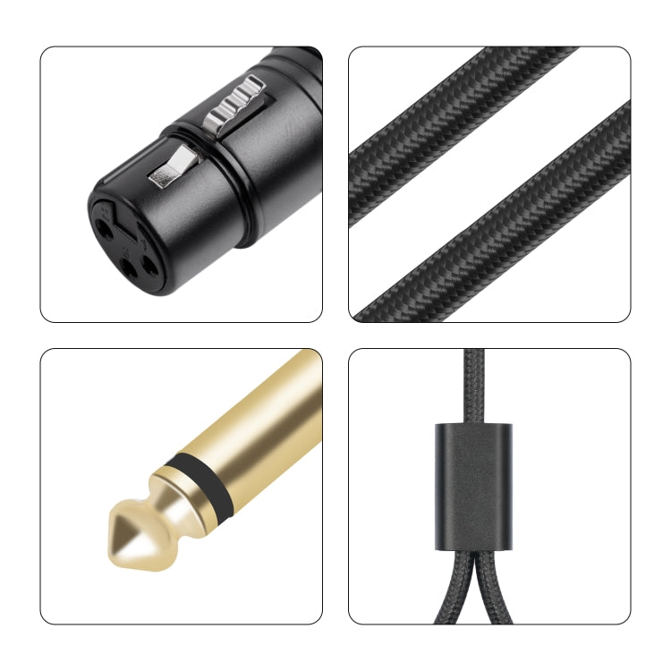 2020Y63 XLR hembra a doble 6,35 mm 1/4 TRS macho Cable de audio tipo Y, 1m, 2m, 3m