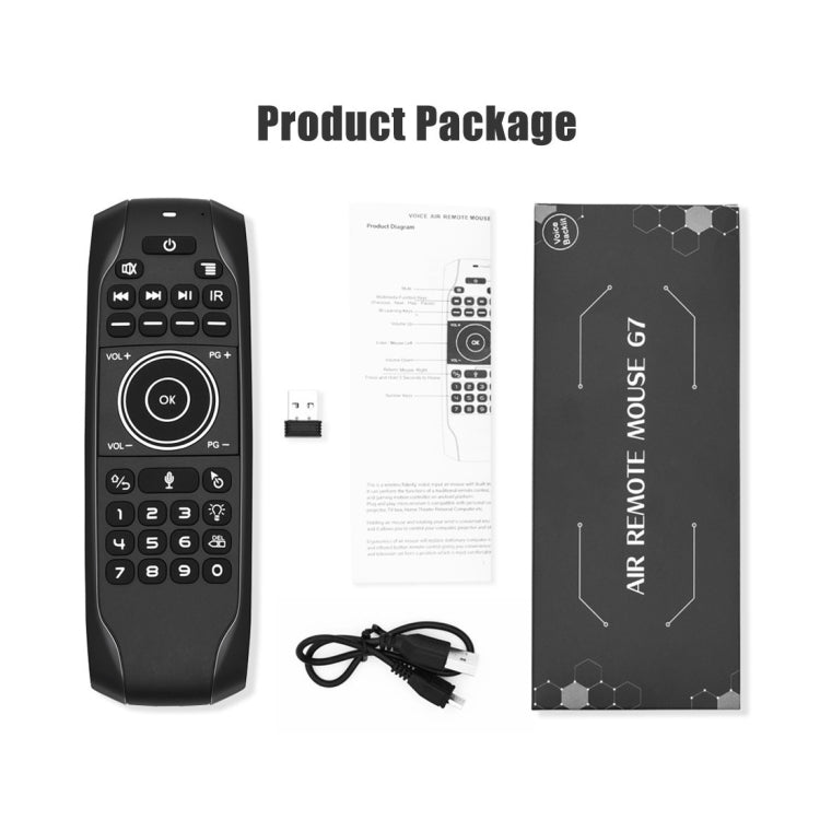 G7V Pro 2.4GHz Fly Air Mouse Teclado inalámbrico con retroiluminación LED Control remoto con giroscopio para Android TV Box / PC, compatible con voz inteligente