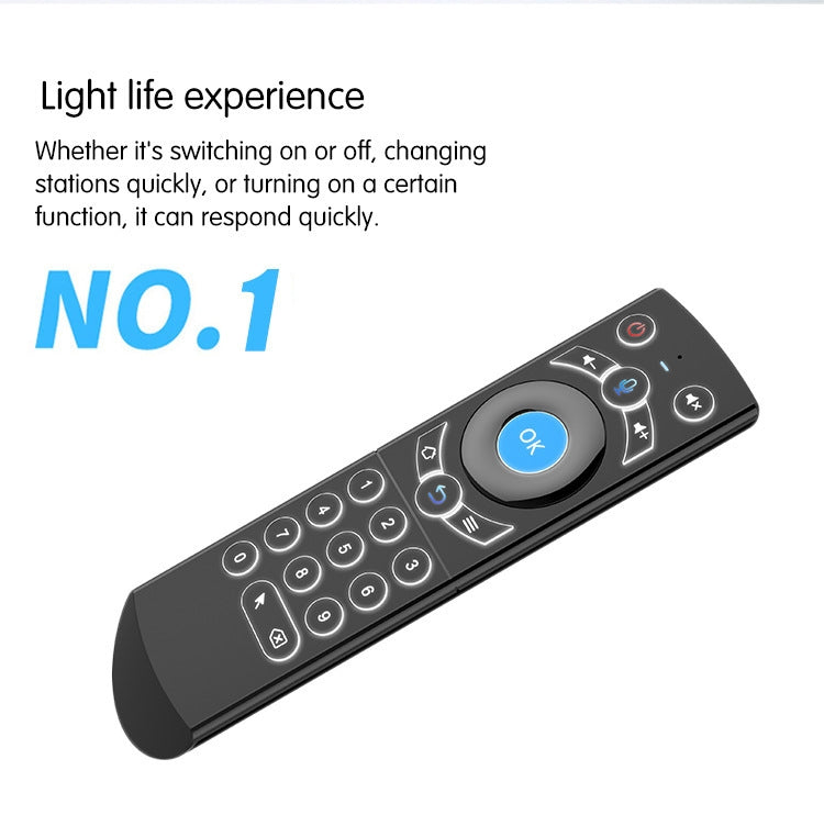 G21 2.4GHz Fly Air Mouse Teclado inalámbrico con retroiluminación LED Control remoto con giroscopio para Android TV Box / PC, compatible con voz inteligente, Blue