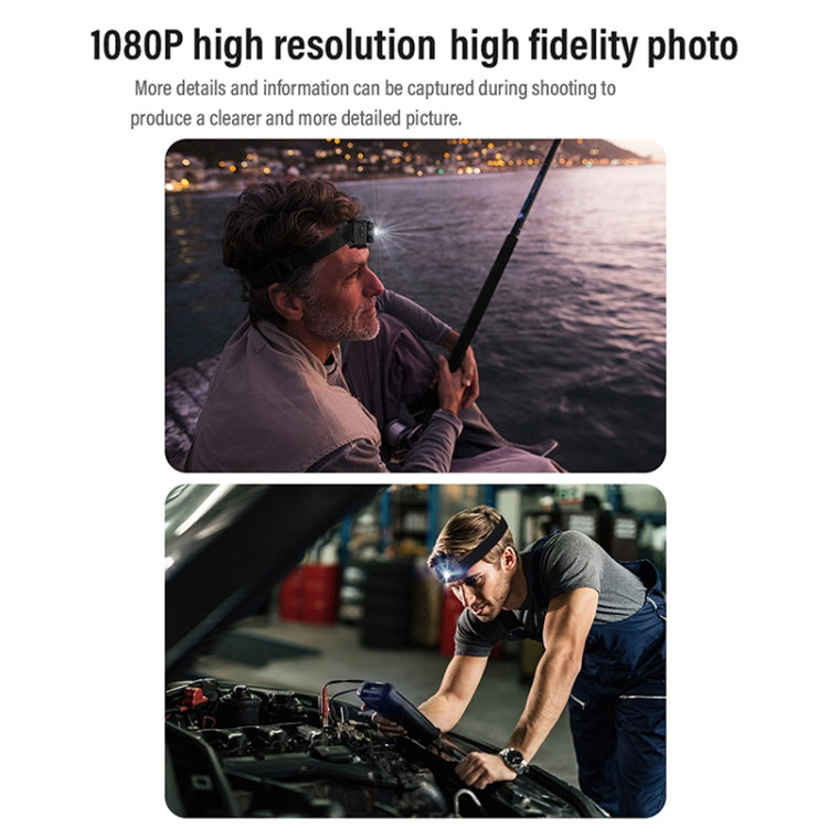 Cámara de iluminación de grabación de vídeo con sensor de movimiento LED montada en la cabeza D8 1080P, D8